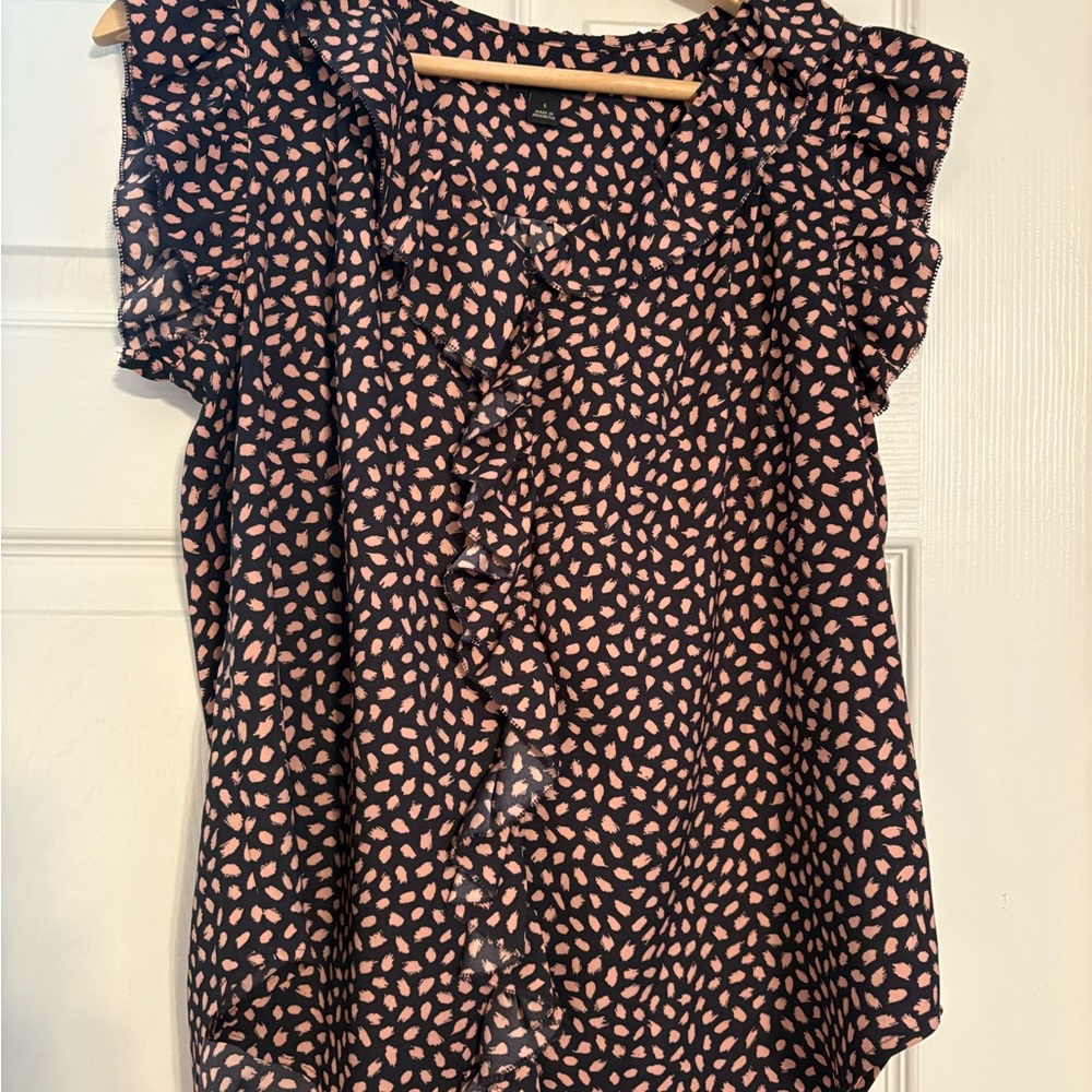 Women's Ruffled Black and Pink Top